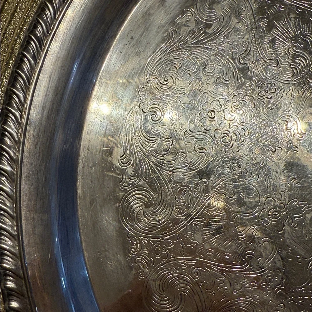 Elegant Silver Plated Serving Tray D12”